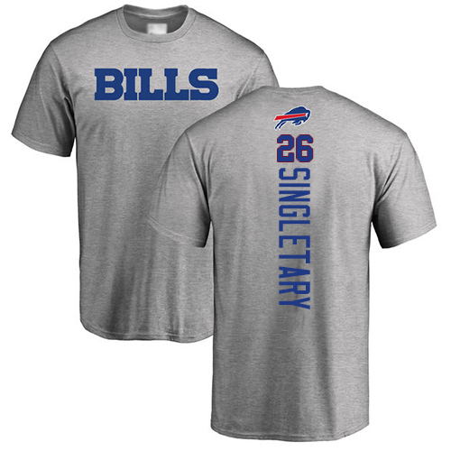 Men NFL Buffalo Bills #26 Devin Singletary Ash Backer T Shirt